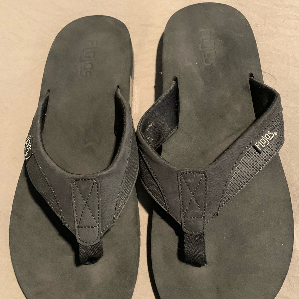 Flojos Men’s Memory Foam Sandals/flip flops Black sz 11 - Picture 2 of 7